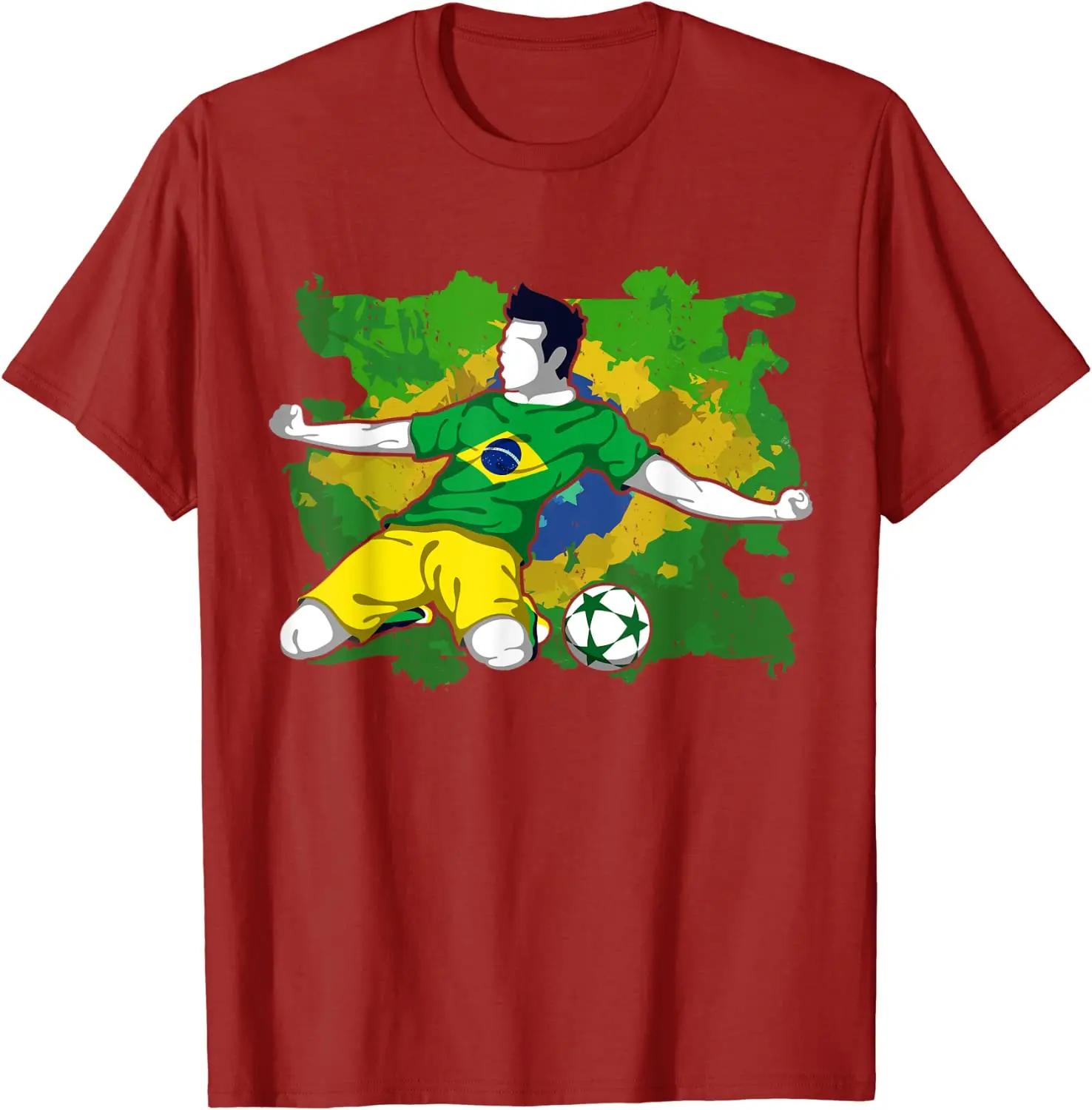 Brazil Soccer Team Brazilian National Flag Football Lovers Men TShirt Short Sleeve Casual Cotton ONeck Summer Shirts S