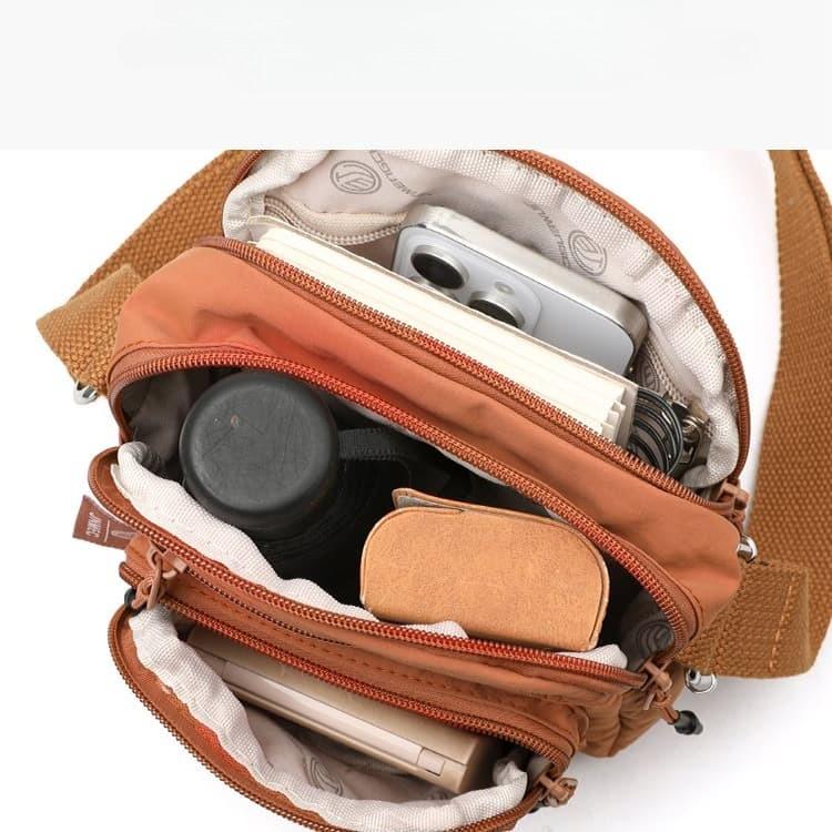 Borsa a tracolla da donna in nylon con tasche multiple