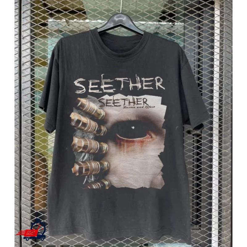 Printed All Retro Tshirt Unisexs Tshirt Hot New Seether Karma And Effect Tshirt Suitable For Both Unisex And Unisex
