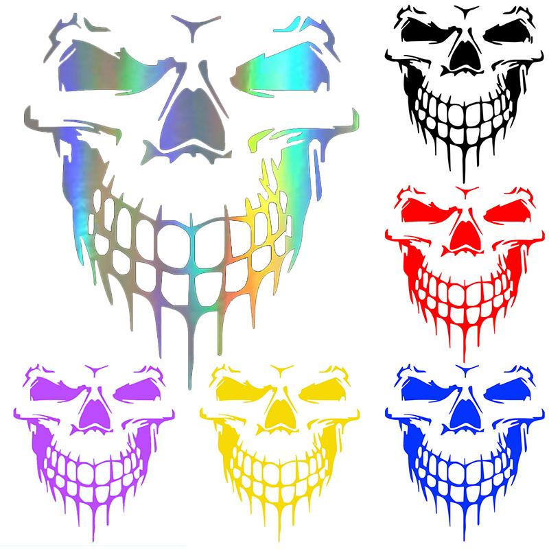 Car Sticker Removable Waterproof Colorful Laser 3D Skull Vinyl PET Decal Sticker Auto Exterior Styling Decoration Accessories