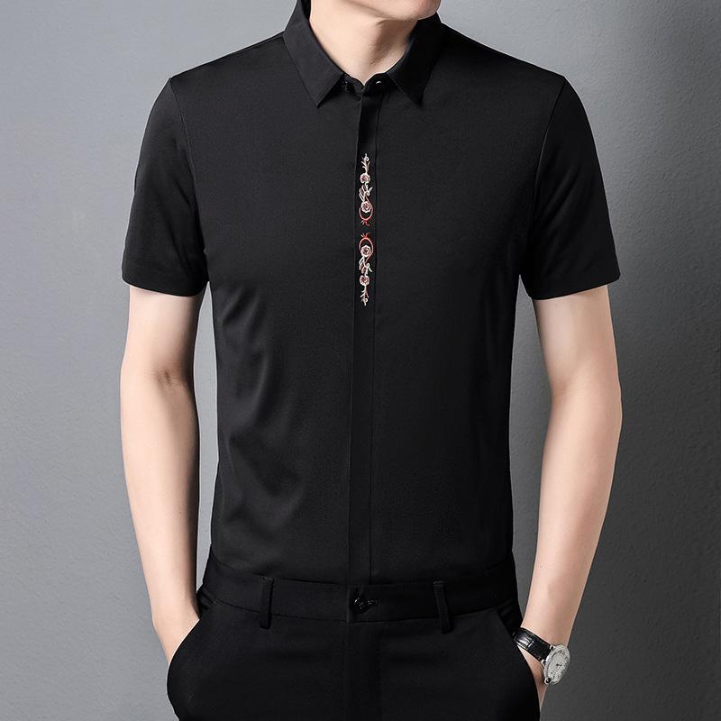 Летняя тонкая рубашка с коротким рукавом для мужчин среднего возраста — фото 4