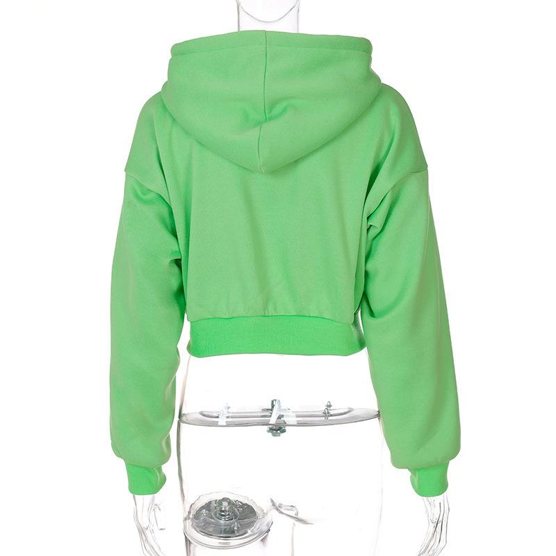 Damen-Sweatshirt, modisch, einfarbig, langärmelig, Oberteil mit Kapuze, Reißverschluss, Strickjacke