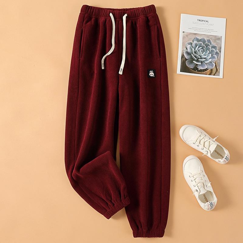Women Winter Corduroy Plush Extra Thick Pants Warm Loose Comfortable Rib Leg Pants Lined Fleece Sports Joggers Trousers