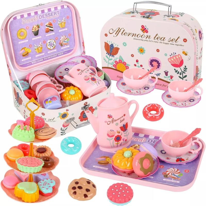 Children's Wooden Ice Cream Shop Pretend Play Dessert Set With Realistic Tea Accessories