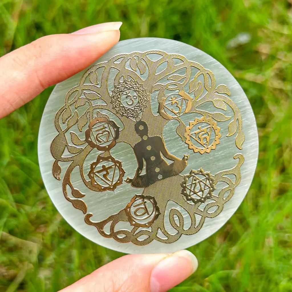 6cm Natural Crystal Selenite Slice Slab White Gypsum, Natural Selenite Stone Crystal Disc, Selenite Charging Plate decoration
