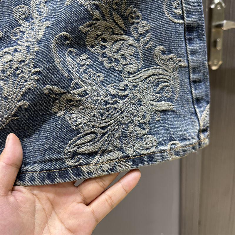Women's Retro High Waist Jacquard Denim Midi Skirt, 2025 Autumn Collection - Loose, Straight, Hip-Hugging Design