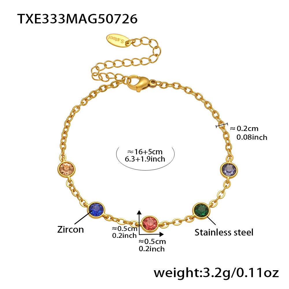 Qiong Yao Zirconia Necklace & Bracelet: Heart & Flower Charms, European & American Style, Titanium Steel with 18K Gold