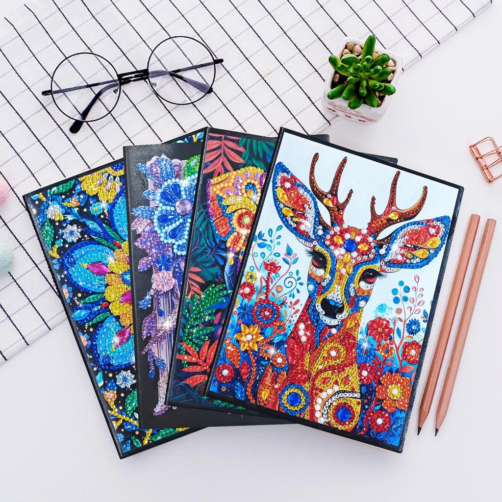 2025 Creative DIY Diamond Sticker A5 Notebook: Special-Shaped 50-Page Children's Diamond Painting Book