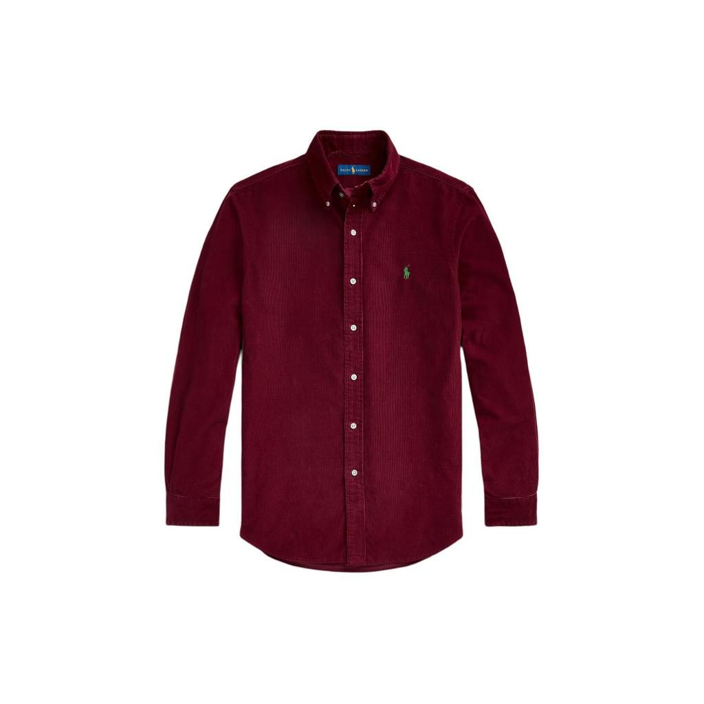 Polo Ralph Lauren Solid Color Logo Embroidered Polo Collar Single-Breasted Long Sleeve Shirt Men shirts 710815620-004