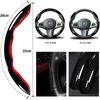 Car Steering Wheel Cover Set Bright Carbon Fiber Wrap Non-Slip 3Pcs Steering Wheel Accessories 14.5-15 Inch Universal (Black)