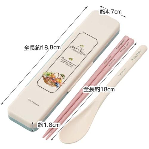 Skater Chopstick Spoon Combination Set 18cm Antibacterial Treated Lunch Box for Adults Comes with Silicone Cushion and Doesn't Make a Sound Made in Ja