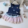 Korean Summer Colorful Vest & Layered Skirt Set for Baby Girls