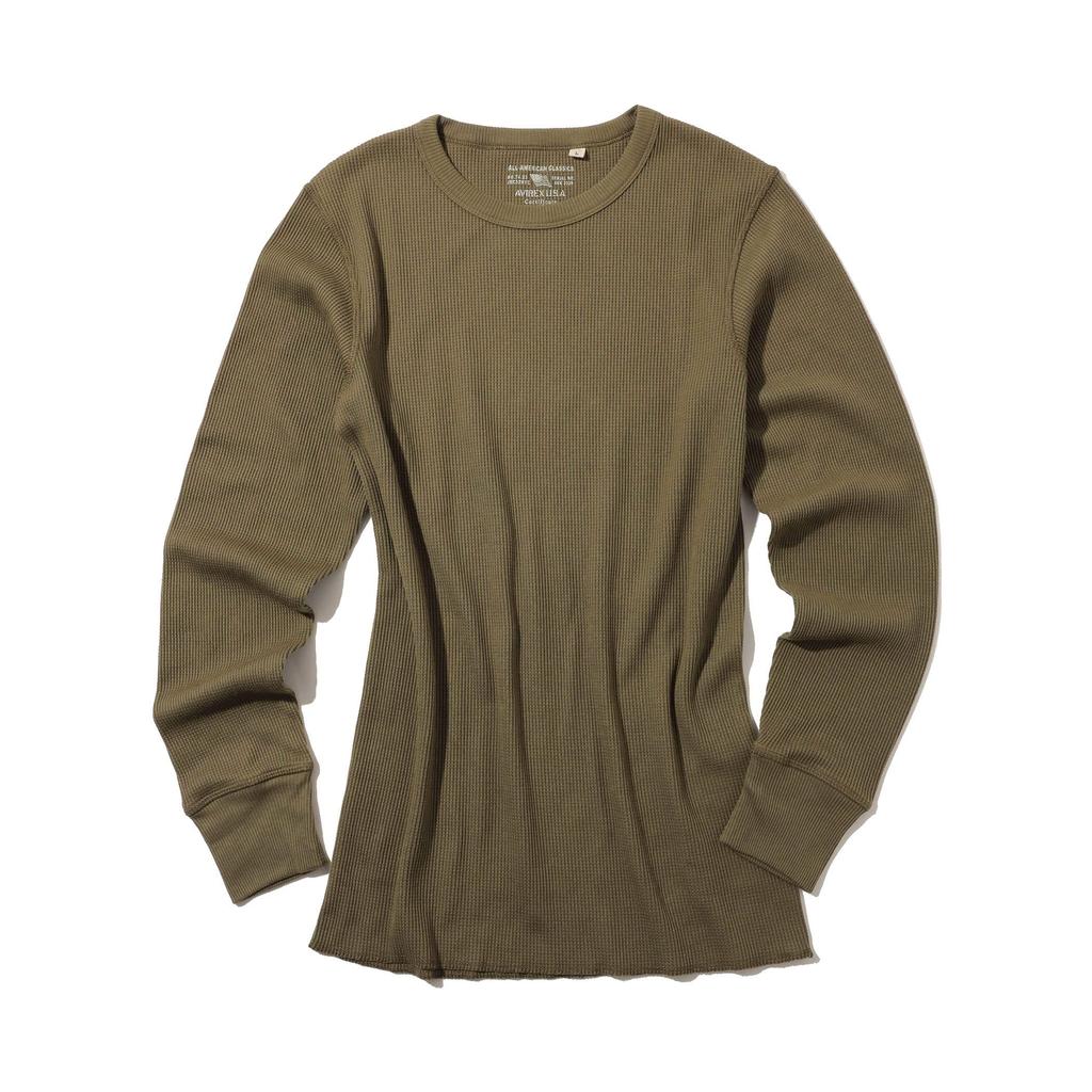 AVIREX Daily Thermal Crewneck Size 075 Olive Tee, Men's, Small, 6153515,