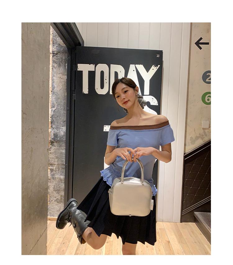 Interpret Beauty Summer 2025 Preppy Pleated A-line Midi Skirt with Drawstring Waist (S5108)