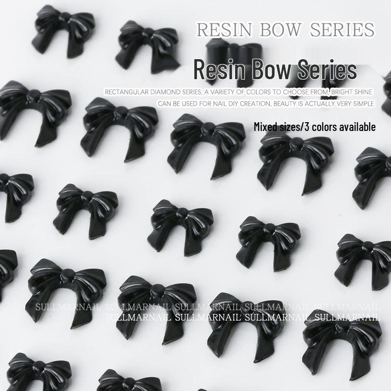 3D Schwarz-Weiß Harz Schleife Nagelkunst Dekorationen (30 Stück)