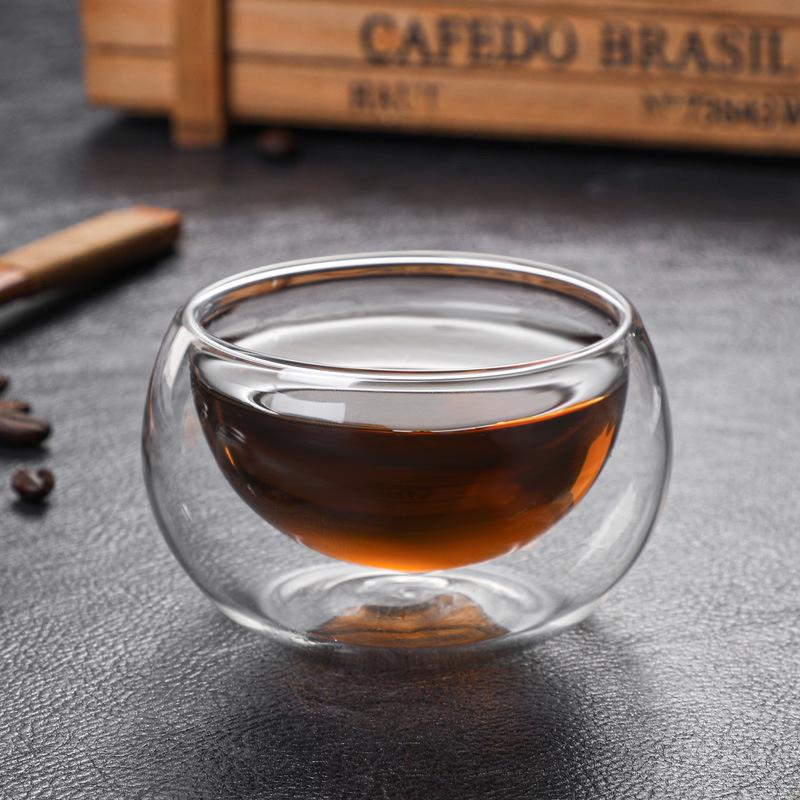 Hand-Blown Double-Walled Egg-Shaped Heat-Resistant Cup for Coffee, Juice, Milk, and Tea