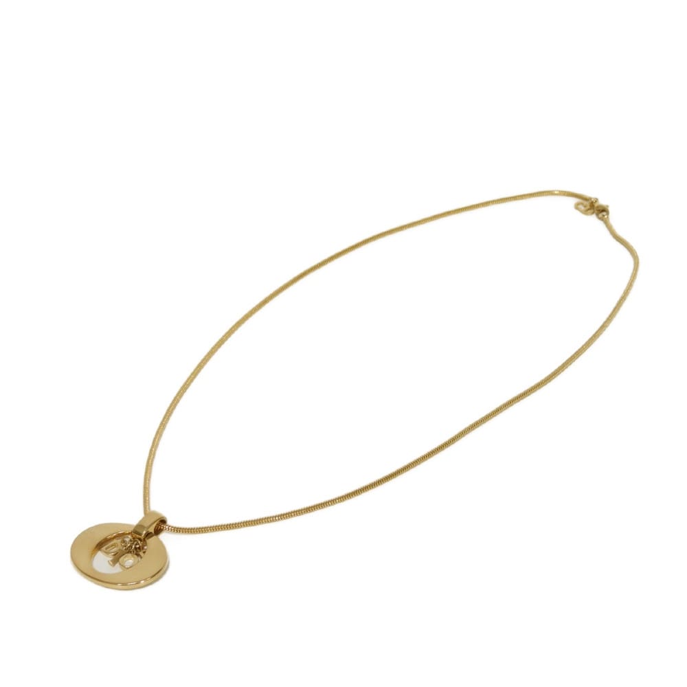 Used 10656 Oval Logo Pendant 7984 Gold Plated Charm Snake Chain Vintage CD Plated Gold Unisex from Japan AUTHENTIC