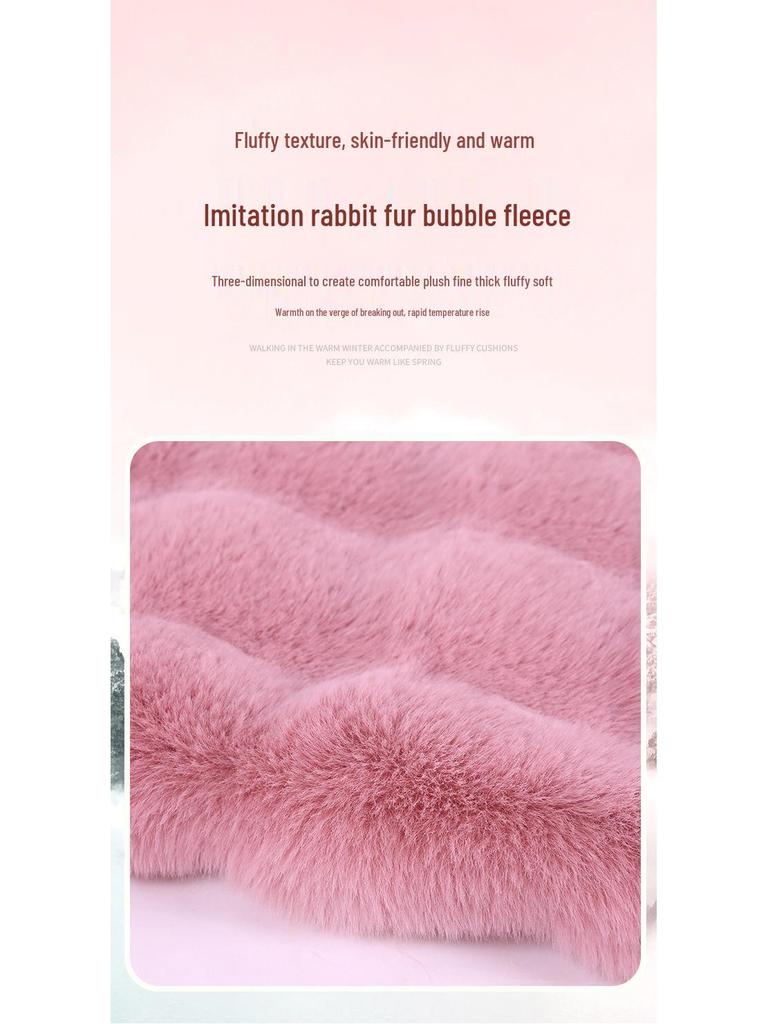 Plush Faux Rabbit Fur Car Seat Cushion: Luxurious Lumbar Support for Autumn and Winter Comfort