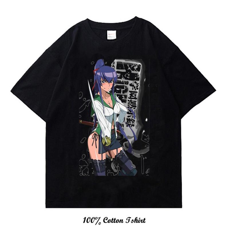 Japanese  Anime Highschool of the Dead Graphic Print T Shirt Fashion Plus Size Cotton Crew Neck Short Sleeve T Shirt Women Unisex