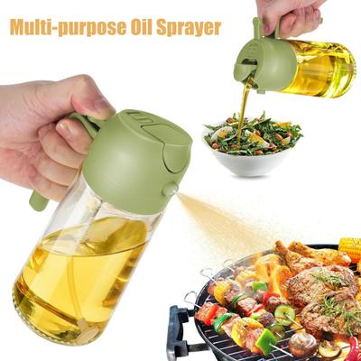 Oil Sprayer for Cooking 2 In 1 Oil Dispenser 500ml/17oz Glass Spray Bottle with Pourer Reusable