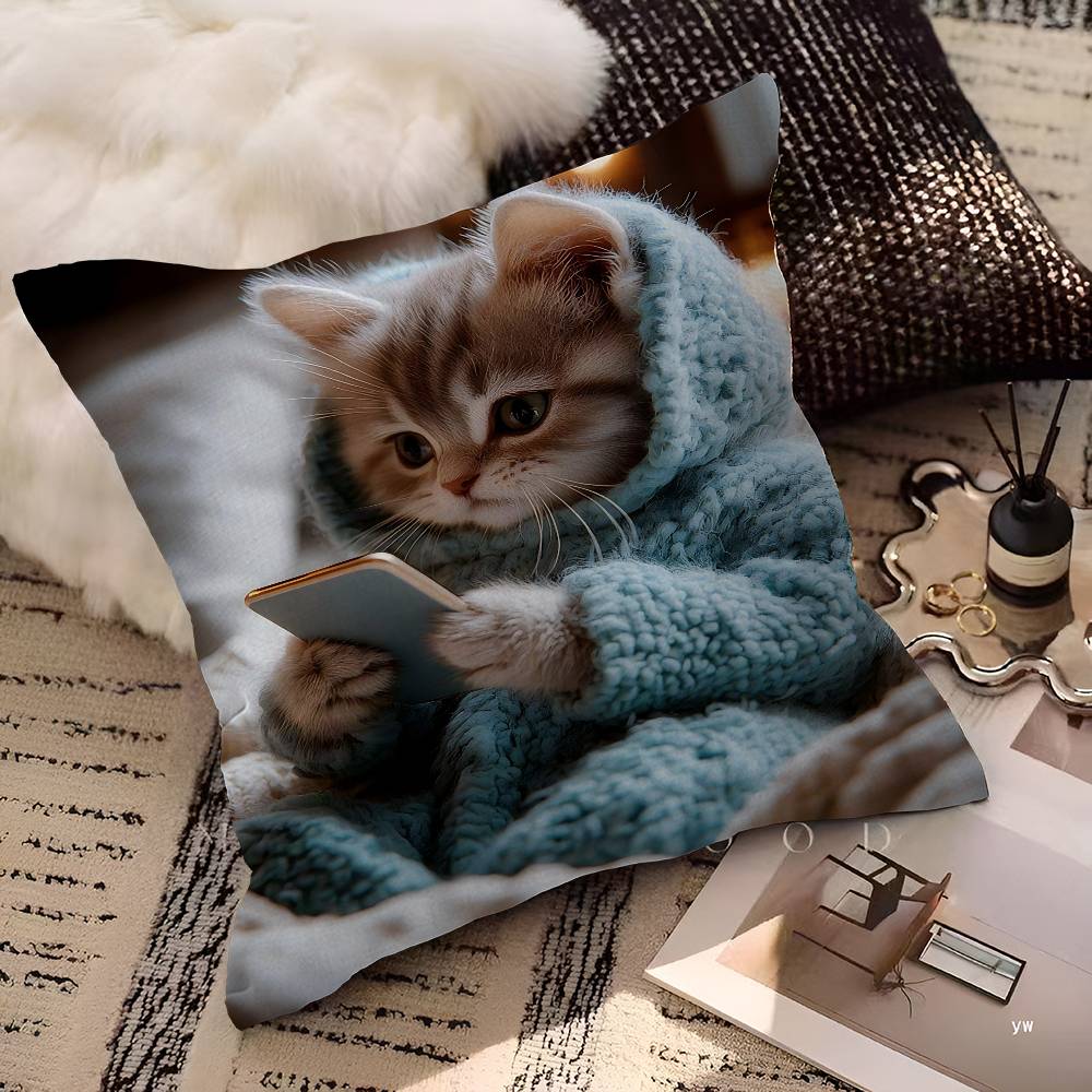 Cat Cute Kitten Stitch Lucky Dragon pillow cover sofa cushion cover home room decoration children gift
