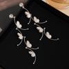 Super Beautiful Hollow Silver Butterfly Diamond Stud Earrings Long Tassel Elegant Earrings Temperament Gentle Fashion Earrings