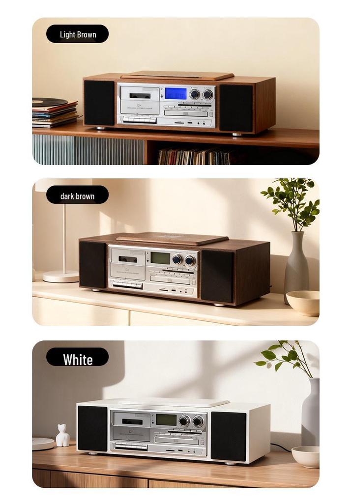 Bluetooth Retro Cassette CD Player with Harman-Quality Sound and High-Power Speaker