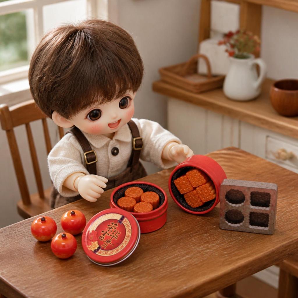 1:12 Scale Miniature Mooncake Display Model Handmade Detail Fake Food Compact