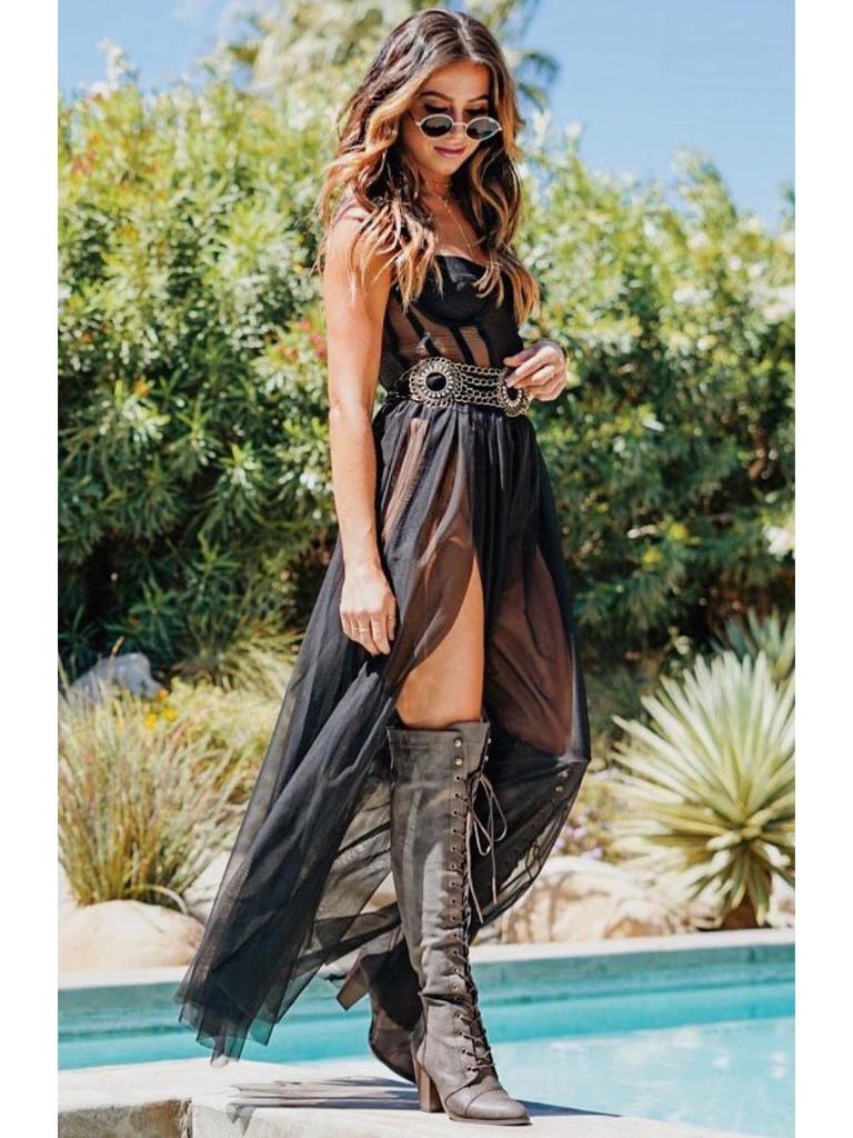 Hot Sale White Mesh Long Dress - Muse Macy Collection