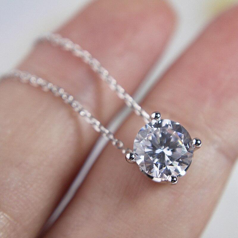 

Новое ожерелье из стерлингового серебра S925 с 4-мя фианитами Cz, женское, с подвеской из настоящего муассанита, свадебное, помолвочное, колье, ювелирные украшения серебряный