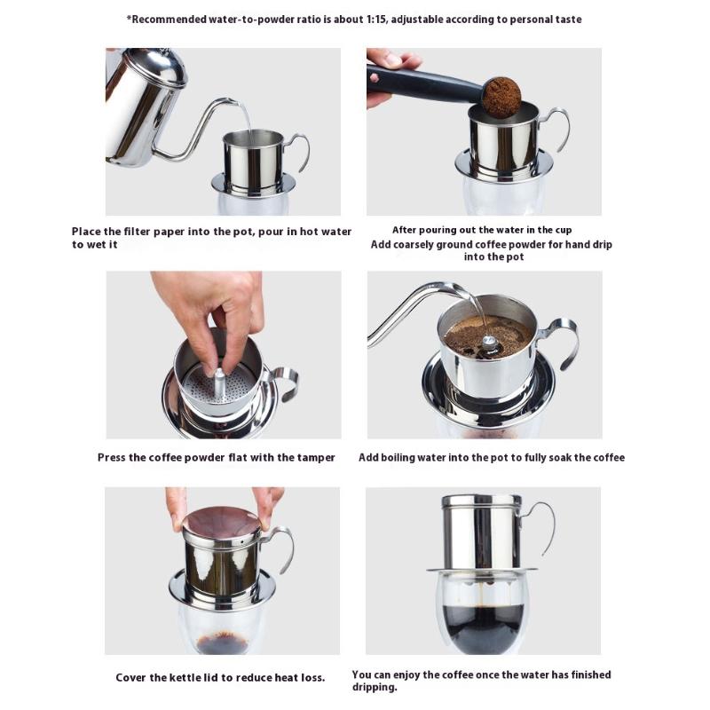 Coffee Filter Small French Press Portable Stainless Steel Vietnamese Coffee Pot For Pour Over Barista Maker Reusable Dripper