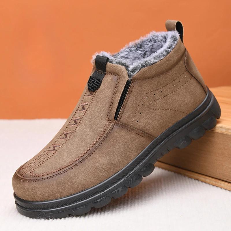 Platform Men's Snow Boots New in Anti Slip Male Winter Shoes Luxury Comfortable Sale High Quality Outdoor Hiking Brands Fur Work