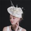 Off-White Linen Headgear Popular Bridal Hair Accessories Banquet Photo Top Hat Feather Headgear