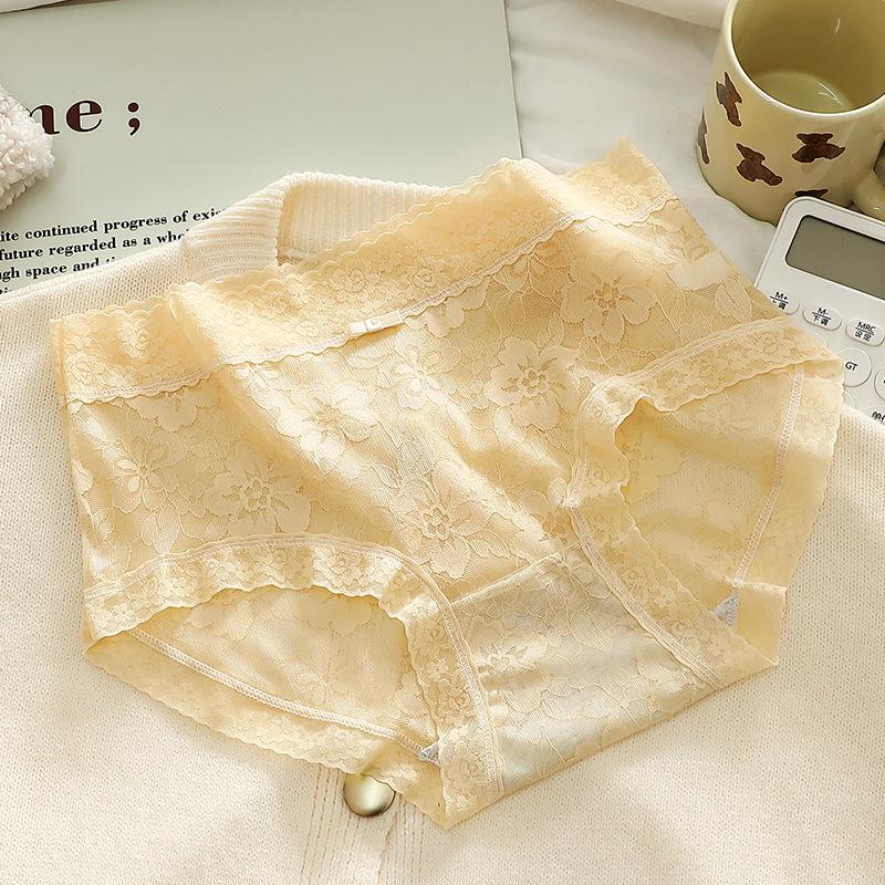 Women's French Mesh Jacquard Lace Panties: Lightweight, Breathable, Comfortable for Spring/Summer