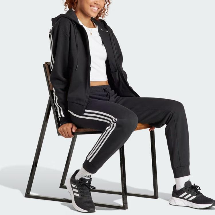 Adidas Future Icons 3-Stripes Full Zip Hoodie Women Outerwear Black IN9475