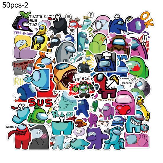 50Pcs Among Us Graffiti Stickers Luggage Laptop Waterproof Self-adhesive Decals
