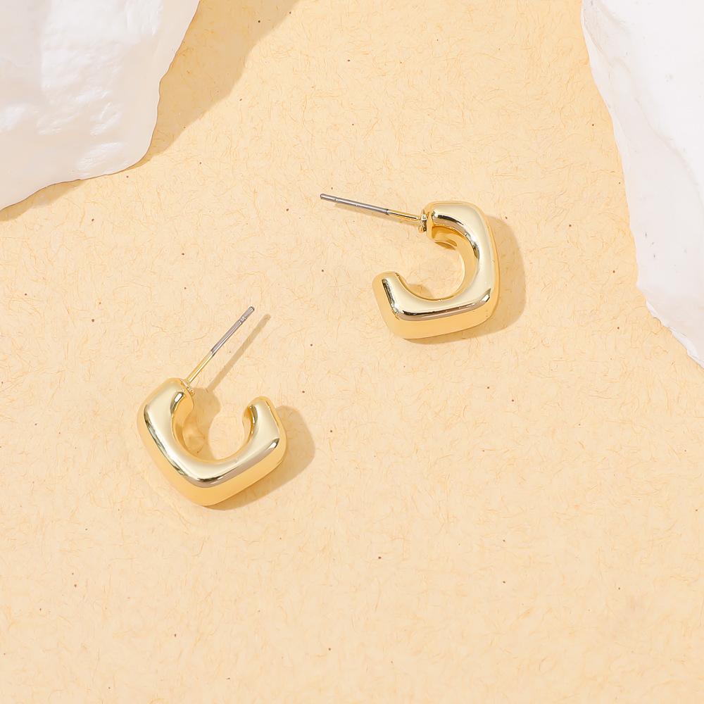 European and American irregular earrings geometric stainless steel personalized fashion stud earrings K gold titanium steel irregular light luxury