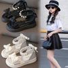 Girls Fashion Sandals Summer 2025 New Children Pearl Bow Princess Shoes Girls Foreign Roman Shoes Tide