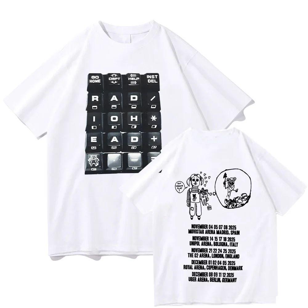 Módní trička rockových kapel Radiohead 2025 Černé Tour Tričko Potisk Bavlna Volné Vrcholy Streetwear Y2k Hip Hop Krátký Rukáv Unisex