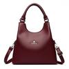 Dámská měkká taška z pravé kůže, taška přes rameno, jednobarevná kožená kabelka pro ženy Crossbody