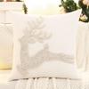 Christmas Decoration Throw Pillow Cover Embroidery Canvas Tufted Snowflake Reindeer