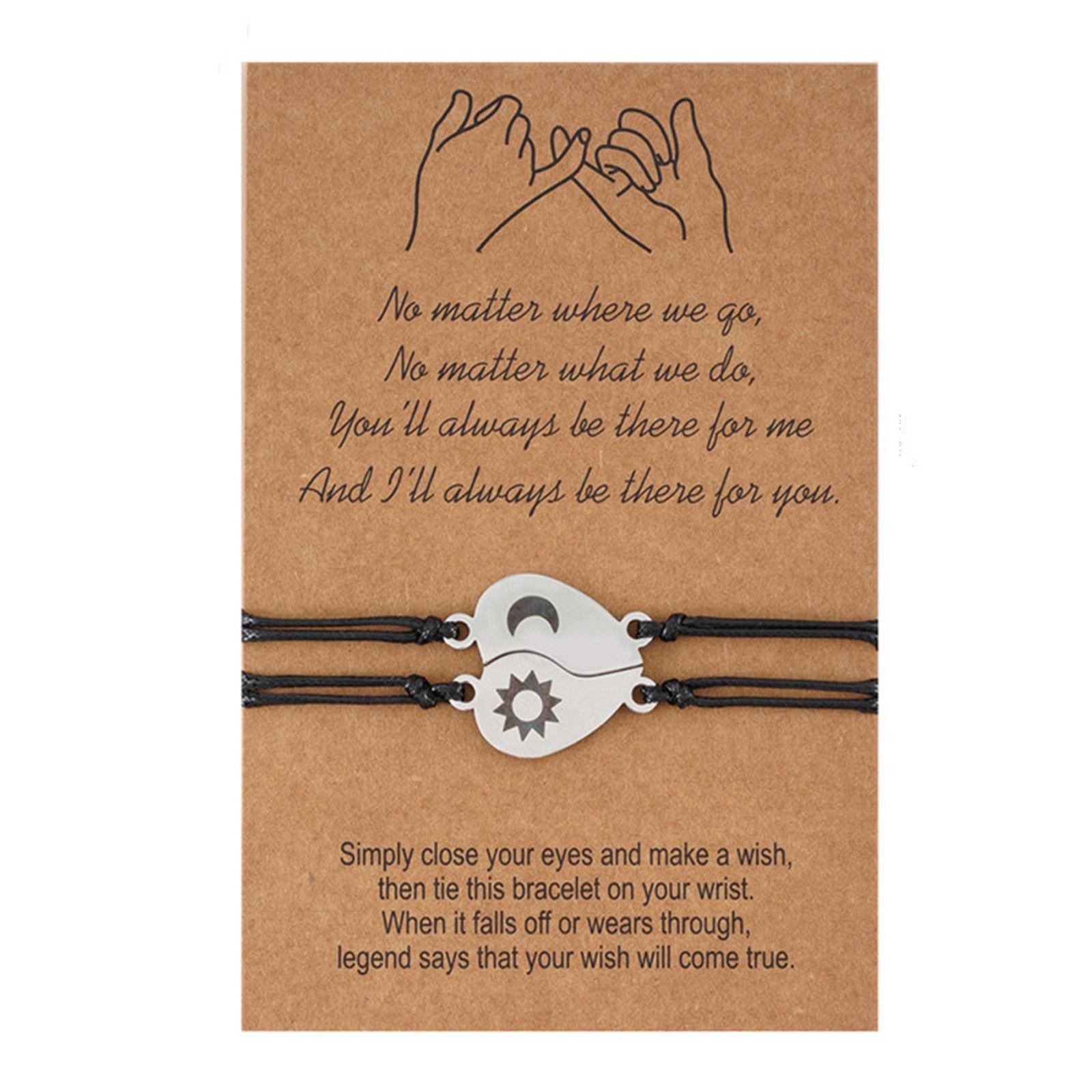 

1 пара браслетов Lovers Love Heart for Sun Moon, набор для парных плетеных браслетов с регулируемой цепочкой, для мужчин и женщин, ювелирные изделия, браслет