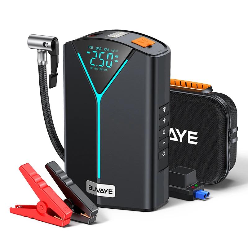 BUVAYE 4 In 1 Car Air Compressor Jump Starter Portable Battery Booster Jumper Pack Inflatable Pump For Motorcycle Bicycle Ball