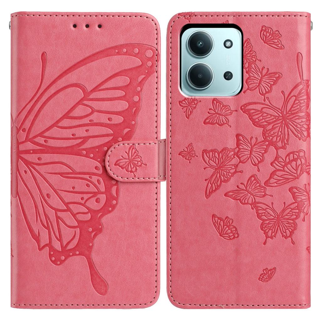 Pro Xiaomi Redmi 15C 5G (EU) (173 mm)/15C 4G (EU) (173 mm) Pouzdro Butterfly Vytištěná Peněženka Stojánek PU Kůže Vyklápěcí Kryt na Telefon s Poutkem