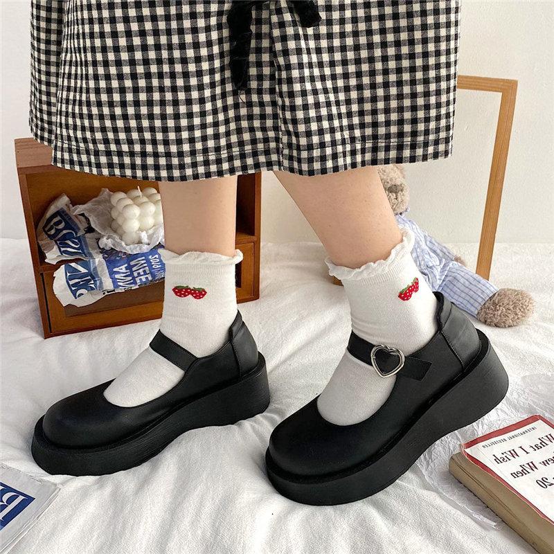 Students Lolita Shoes Patent Leather Mary Janes Shoes  New Women Platform Shoes Buckle Girls Thick Sole Ladies Shoes