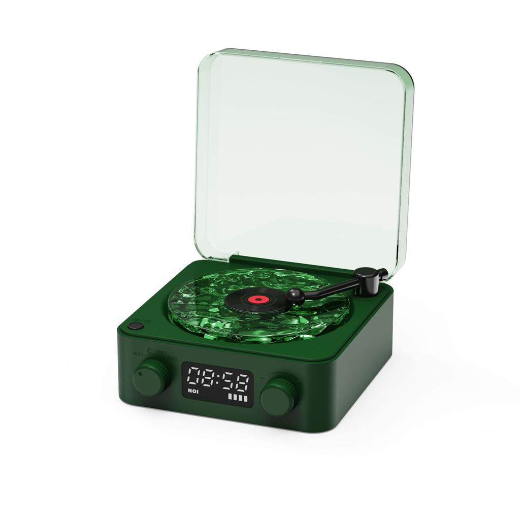 Retro Turntable Speaker With White Noise Wireless Bluetooth Vinyl Record Player Stereo Sound RGB Projection Lamp Effect