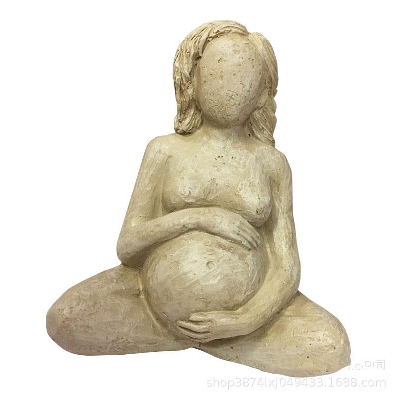 Gravid Kvinna Retro Karaktär Hartser Staty Skrivbordsdekoration Gravida Kvinnor Skulptur Ornament Skrivbordsdekor Figurin Statyett