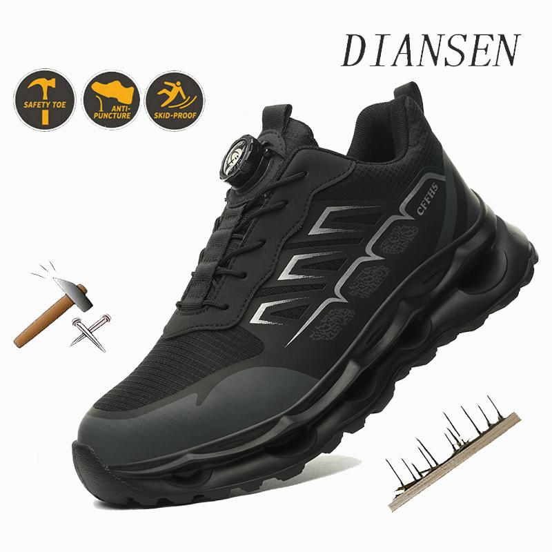 Non-Slip Work Shoes Men Steel Toe Boots Breathable Mesh Safety Shoes Indestructible Shoes for Warehouse & Logistics Work Black