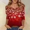 Women's T Shirt CHristmas Print 3/4 Sleeve Daily Weekend Fashion Basic V- Neck Regular Top