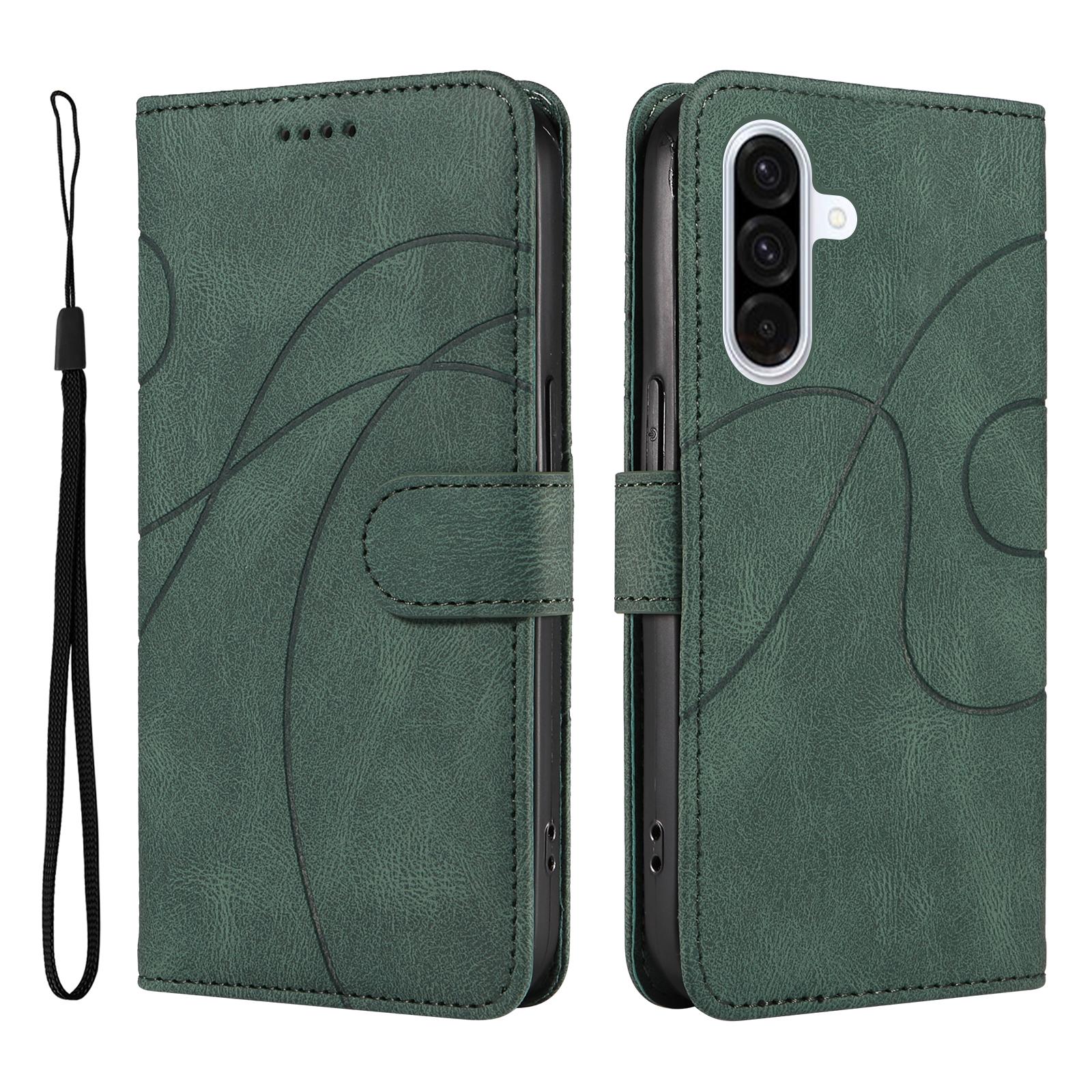 

Для Samsung Galaxy A36 5G Чохол-гаманець Шкіряний чохол для телефону Підставка з дизайном вигнутих ліній Green